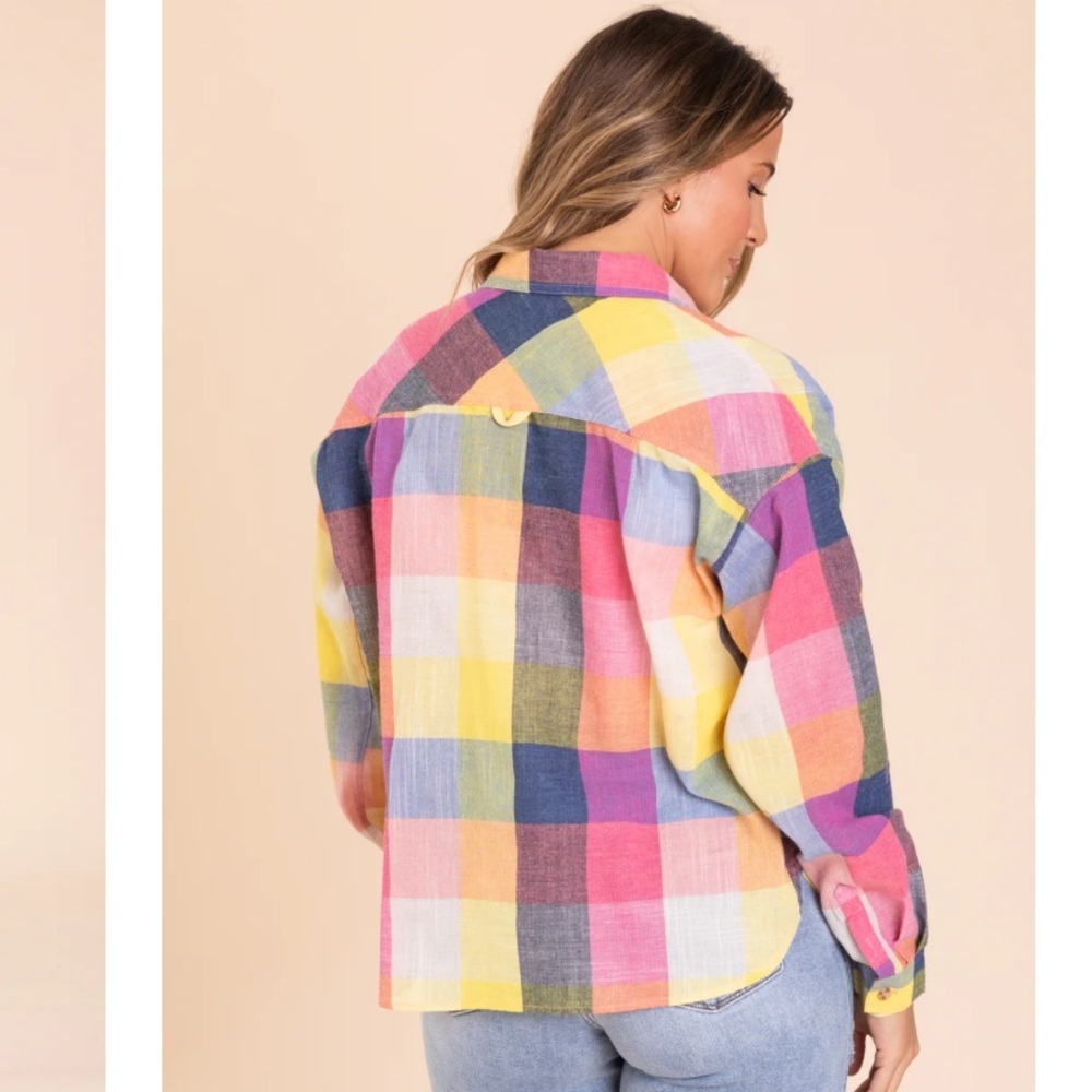 Easel Plaid Button Down Collar Shirt NWT - Picture 2 of 5